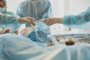 Home surgery in progress in a hospital operating room